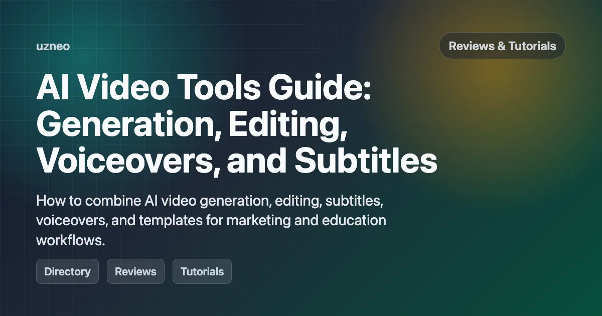 AI Video Tools Guide: Generation, Editing, Voiceovers, and Subtitles